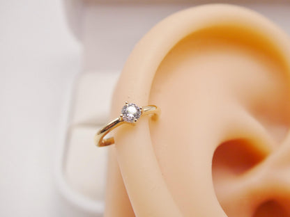 14k Real Solid Yellow Gold Seamless Clicker Cartilage Helix Hoop