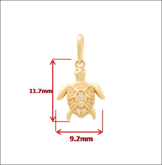 10k Yellow Gold Singapore Chain Necklace turtle Pendant