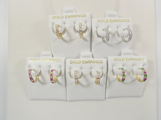 real 10k solid yellow gold 13mm prong setting huggie hoop earrings