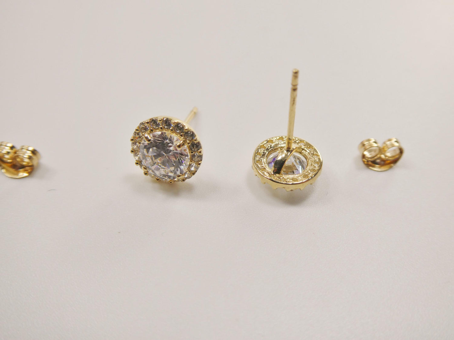 real 10k solid yellow gold push post round stud earring