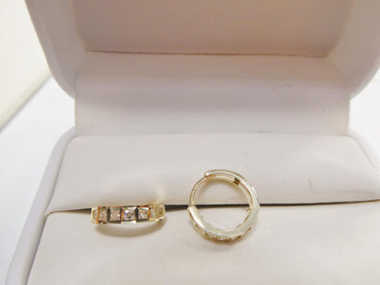 Real 10k Solid Yellow Gold Designer Hoop Huggie Earrings
