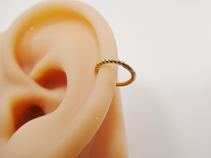 14k Real Solid Yellow Gold Hoop Earring Cartilage Daith Ring Piercing