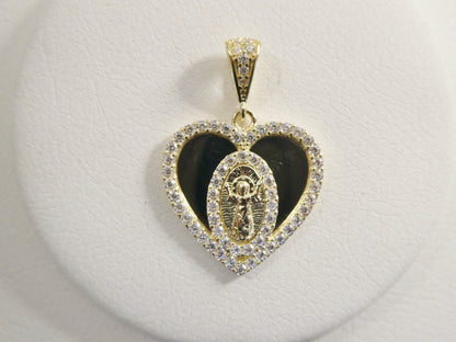 14k real solid yellow gold divino nino heart charm pendent
