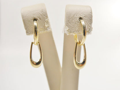 Real 10k Solid Yellow Gold Paperclip Dropping Earrings