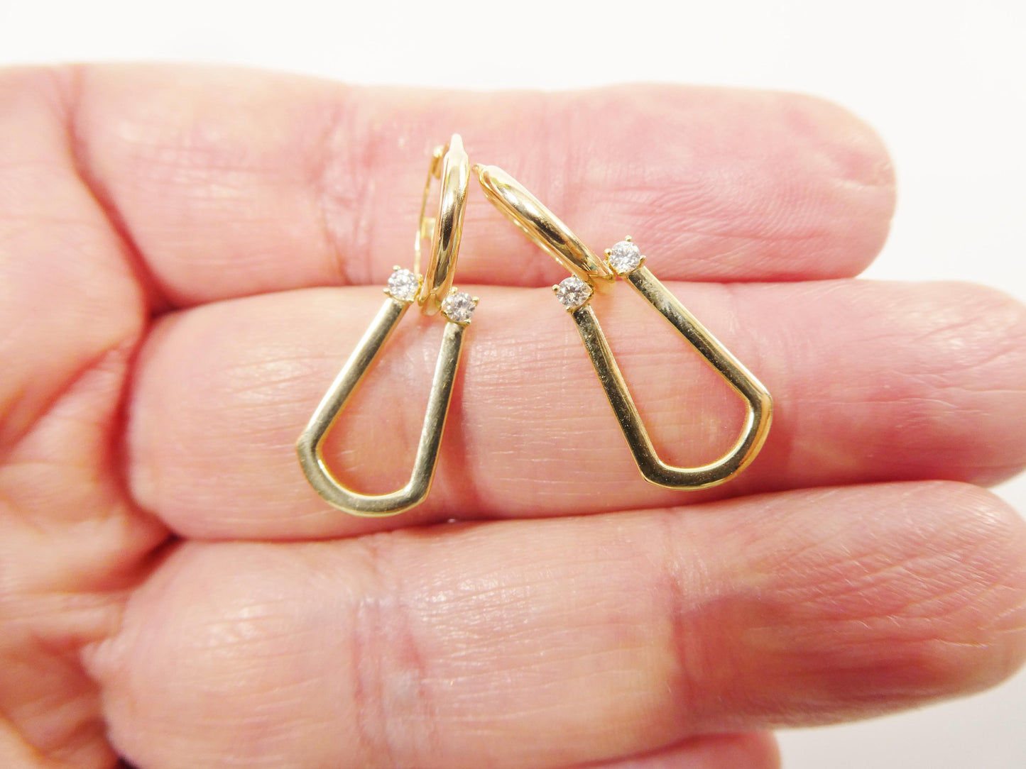 real 10k solid yellow gold buckle hoop huggie earring