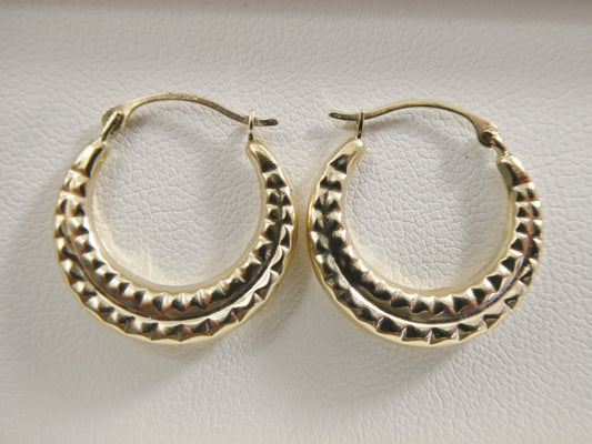 10k real solid yellow gold 18MM classic design hoop earrings