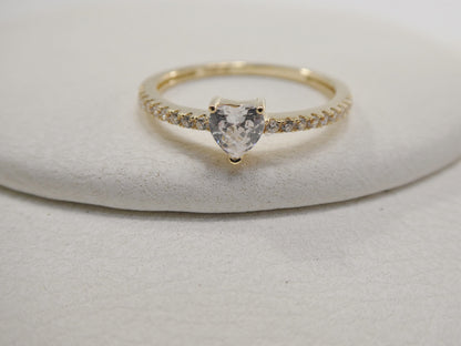 Real 14k Solid Yellow Gold Women's Classic Micro Pave Setting Pinky Ring