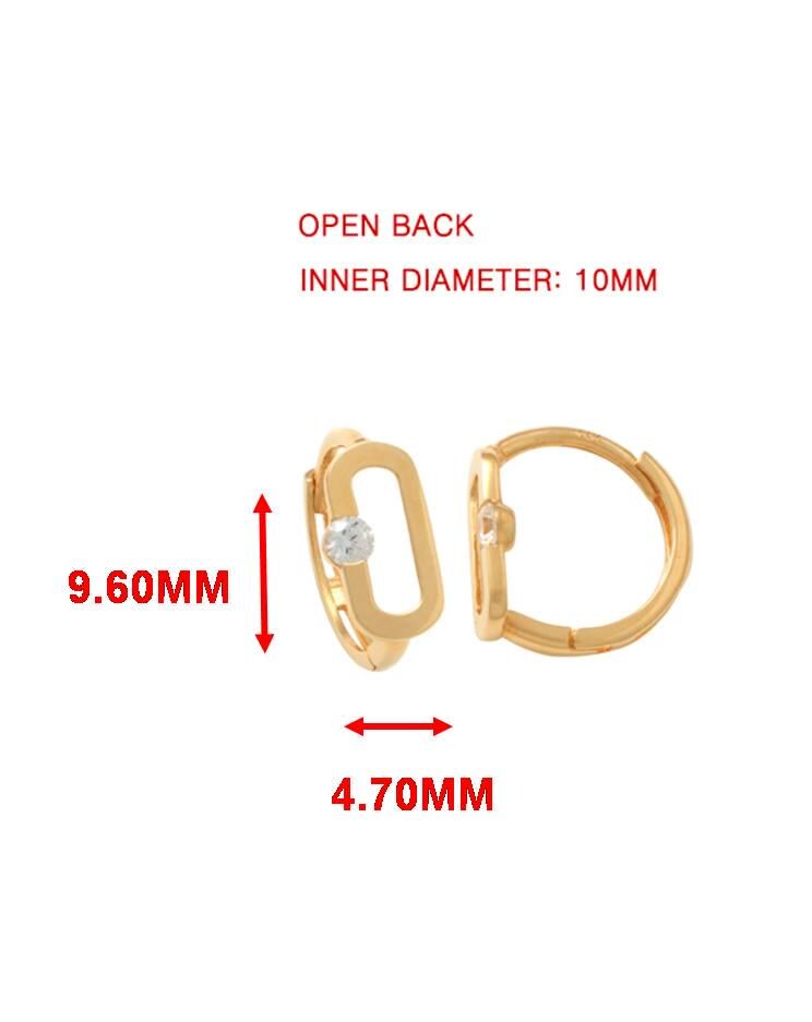 real 10k solid yellow gold paperclip hoop huggie earrings