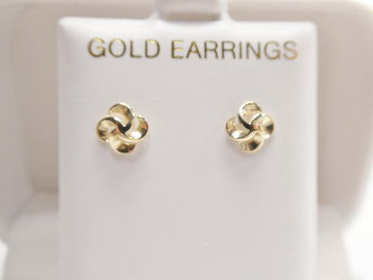 Real 10k Solid Yellow Gold Flower Push Post Earrings