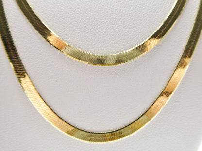 Real 3.5mm 925 Sterling Silver Herringbone Necklace/choker 14k Yellow Gold Finish