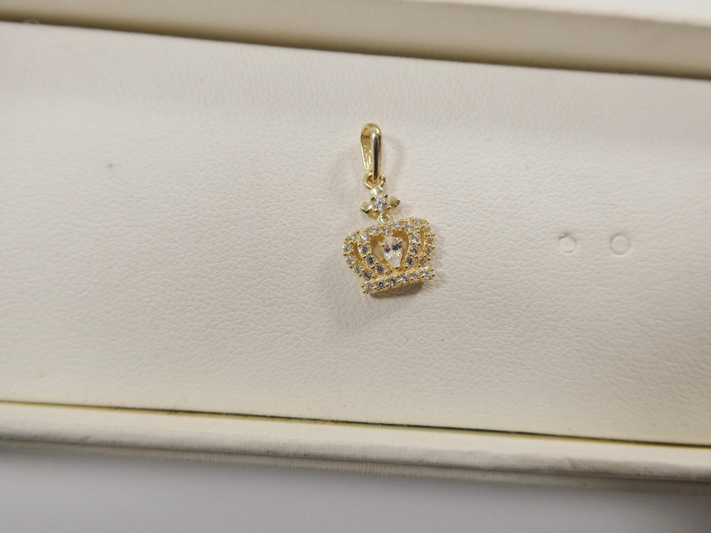 14k real solid yellow gold crown pendent and rope necklace