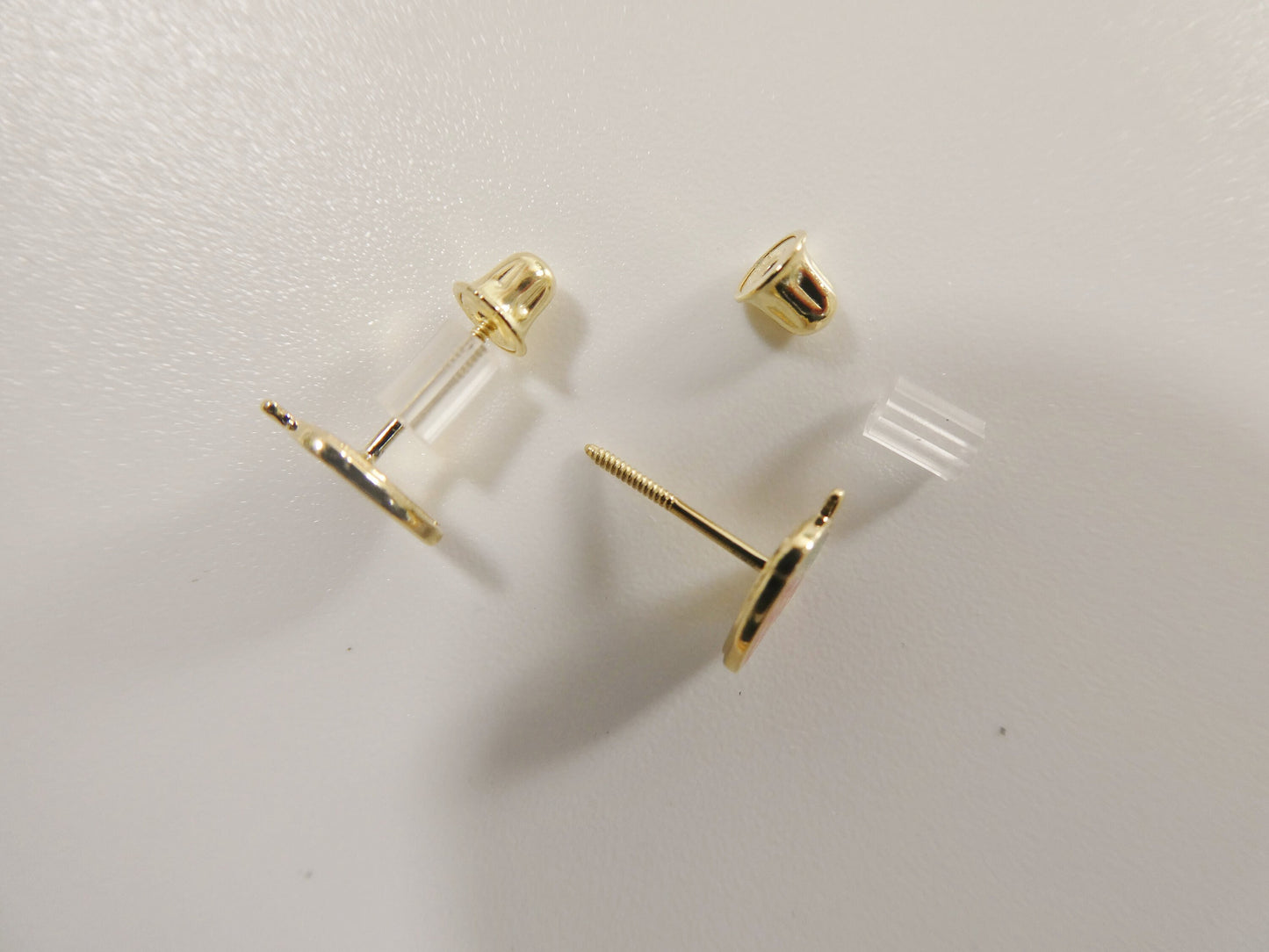 10k real solid gold kids enamel strawberry screw post earrings