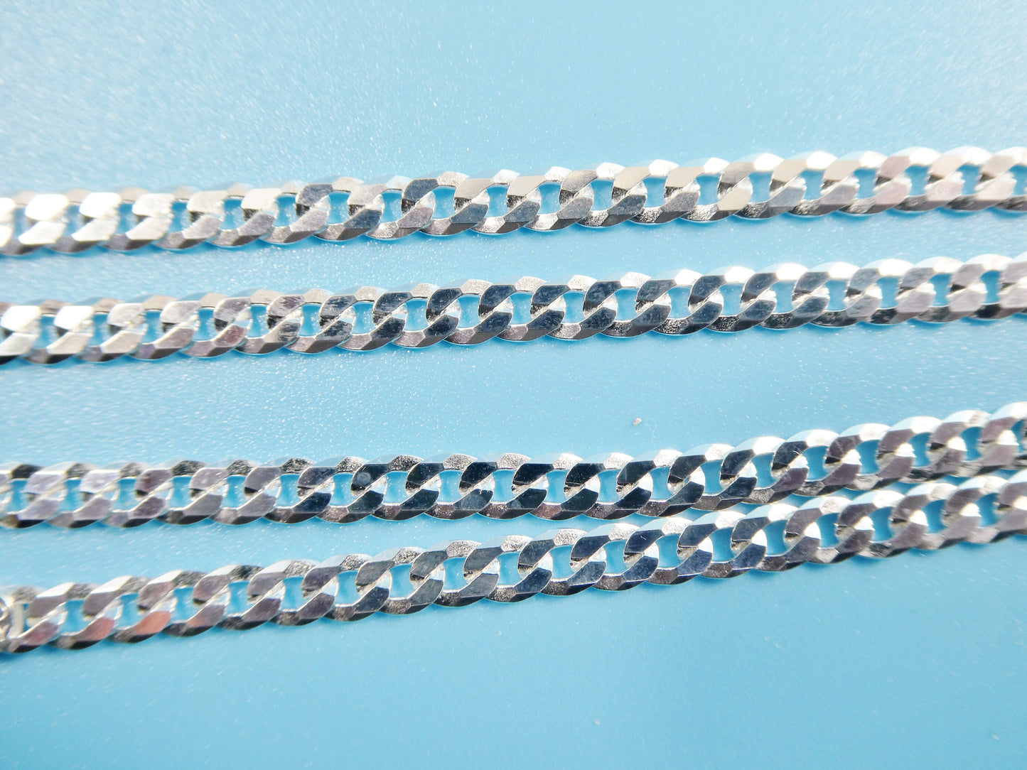 real 925 sterling silver 4MM Italian solid chain lobster lock clasp