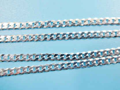 Real 925 Sterling Silver 4MM Italian Solid Chain Lobster Lock Clasp