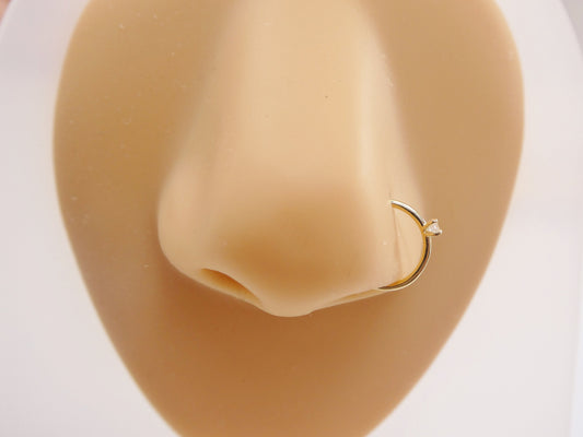 14k real solid yellow gold cartilage nose ring body ring piercing