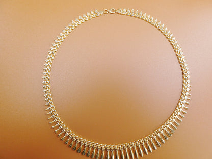 14k Yellow Gold Tone Color Cleopatra Necklace Over Real 925 Sterling Silver