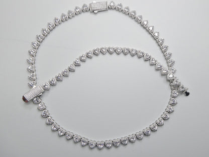 Real  925 Sterling Silver Heart Stone Set Necklace and Bracelet