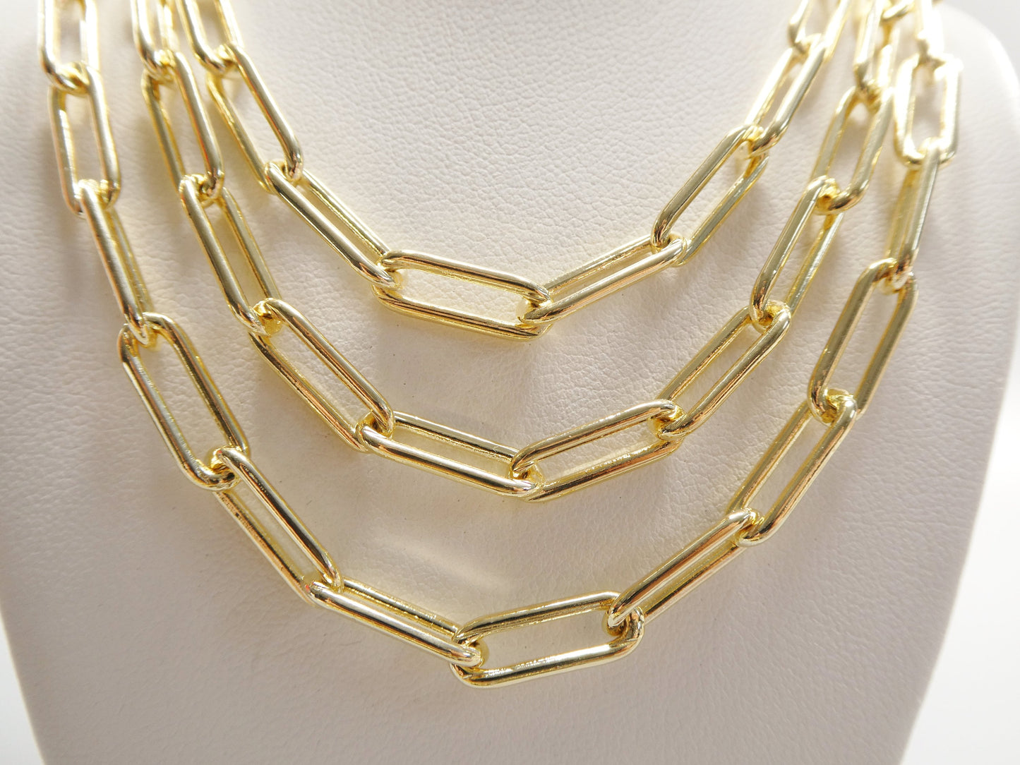 5mm 18k gold filled paper clip chain necklace 16"-18'-20"