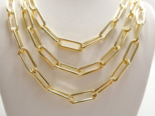 5mm 18k gold filled paper clip chain necklace 16"-18'-20"
