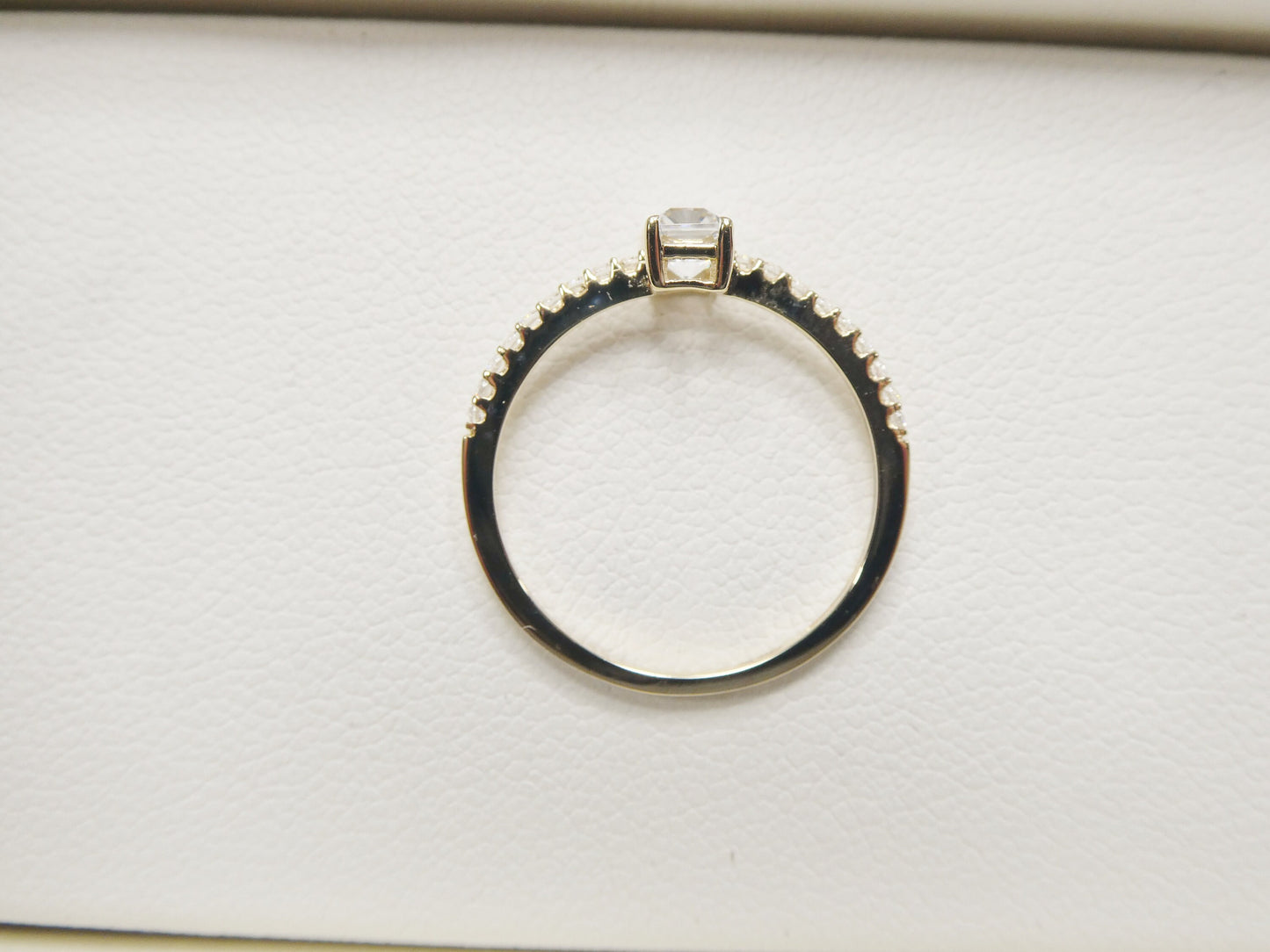 real 10k solid yellow gold women's classic micro pave setting ring