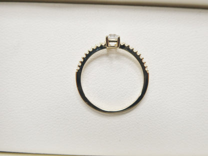 Real 10k Solid Yellow Gold Women's Classic Micro Pave Setting Ring