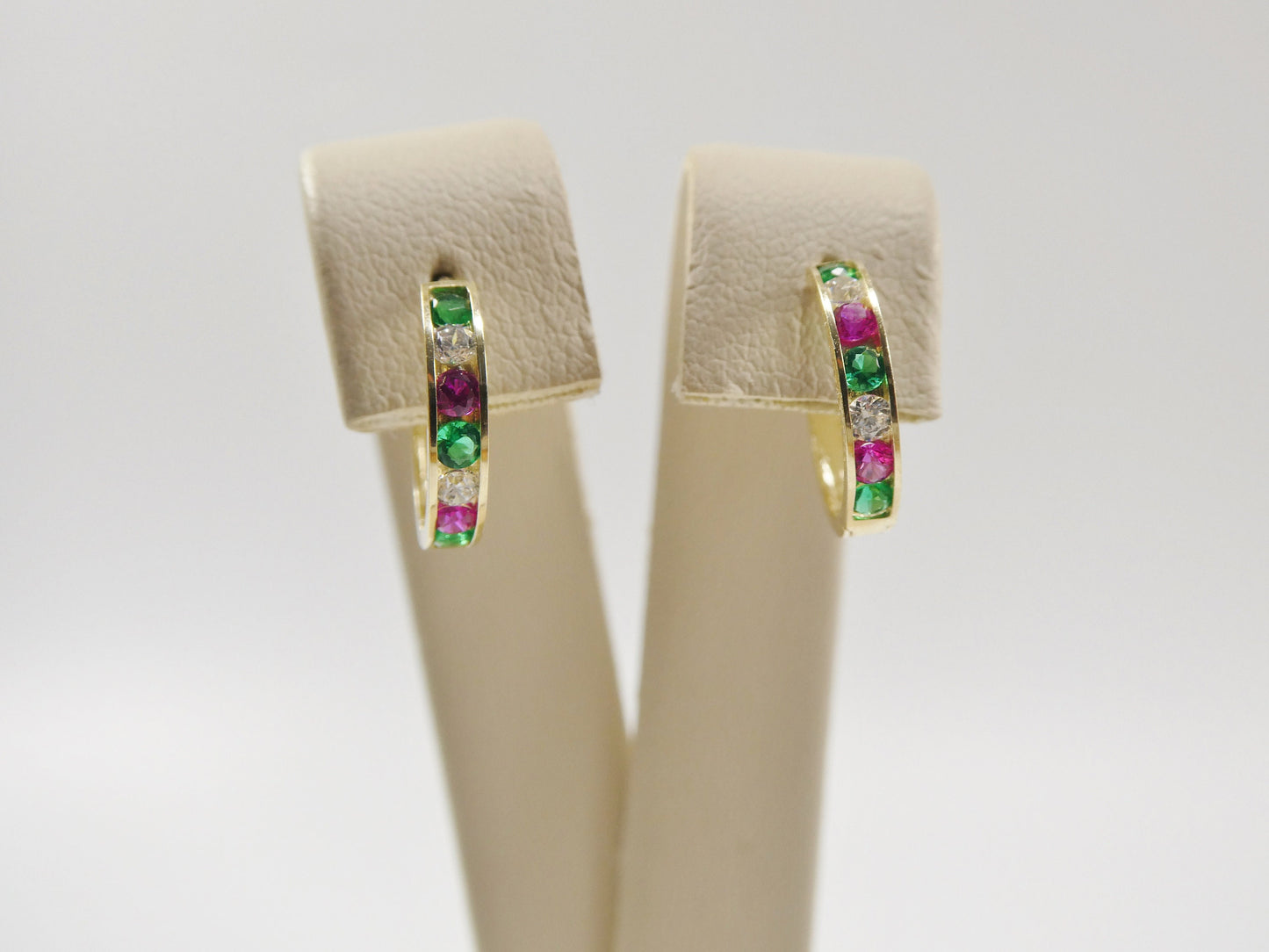 real 10k solid yellow gold 13mm prong setting huggie hoop earrings
