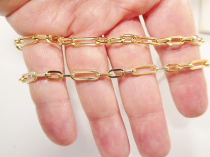 Real 14k Solid Yellow Gold Design Paperclip 6.5/ 7/ inch bracelet