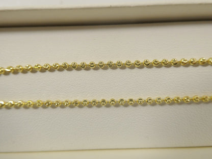 Real 2mm 925 Sterling Silver Moon Cut Chain 14k Yellow Gold Finish