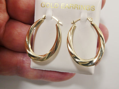 10k Real Solid Yellow Gold Classic Design Hoop Earrings