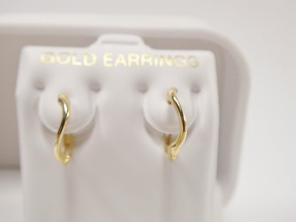Real 10k Solid Yellow Gold Designer Hoop Huggie Earrings