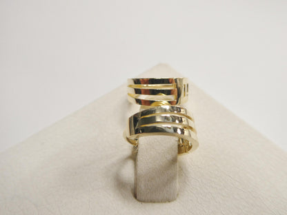 Real 10k Solid Yellow Gold Designer High Polish Hoop Huggie Earrings
