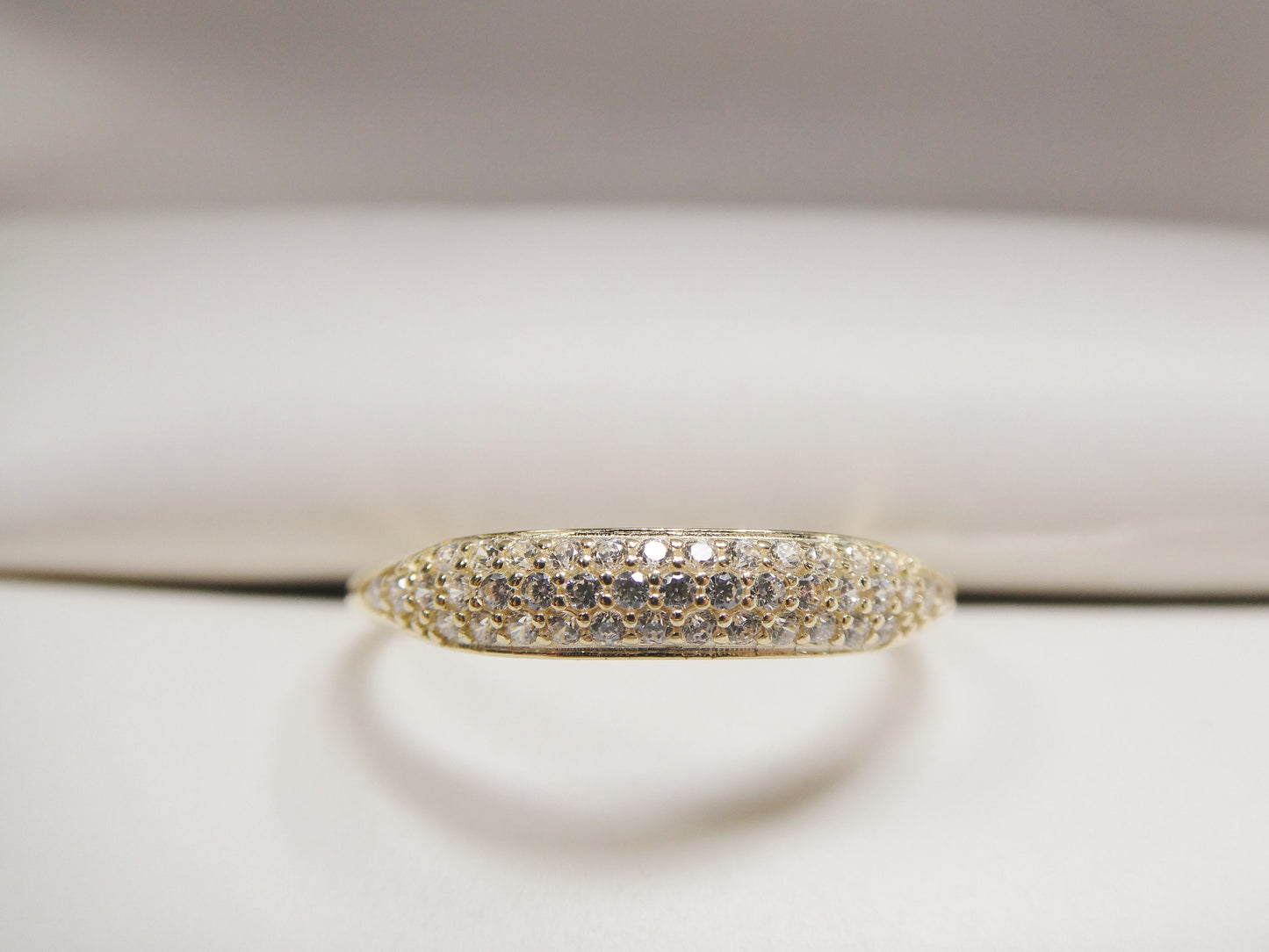 real 10k solid yellow gold women's classic micro pave setting ring