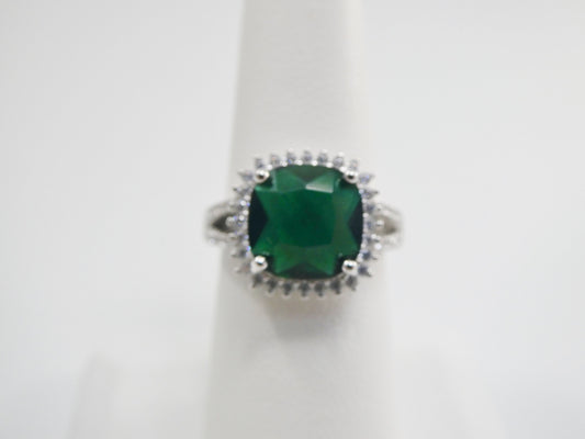 real 925 sterling silver may emerald color stone ladies ring