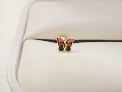 14k Real Solid Yellow Gold Helix Cartilage Enamel Earring