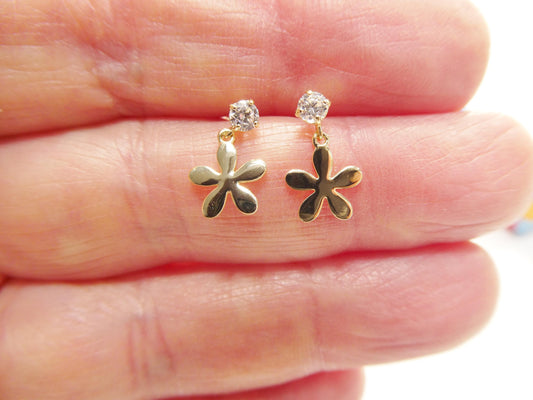real 10k solid yellow gold design push post earrings