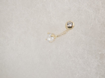 14k Real Solid Yellow Gold 5mm Stone Dangling Belly Button Ring Piercing