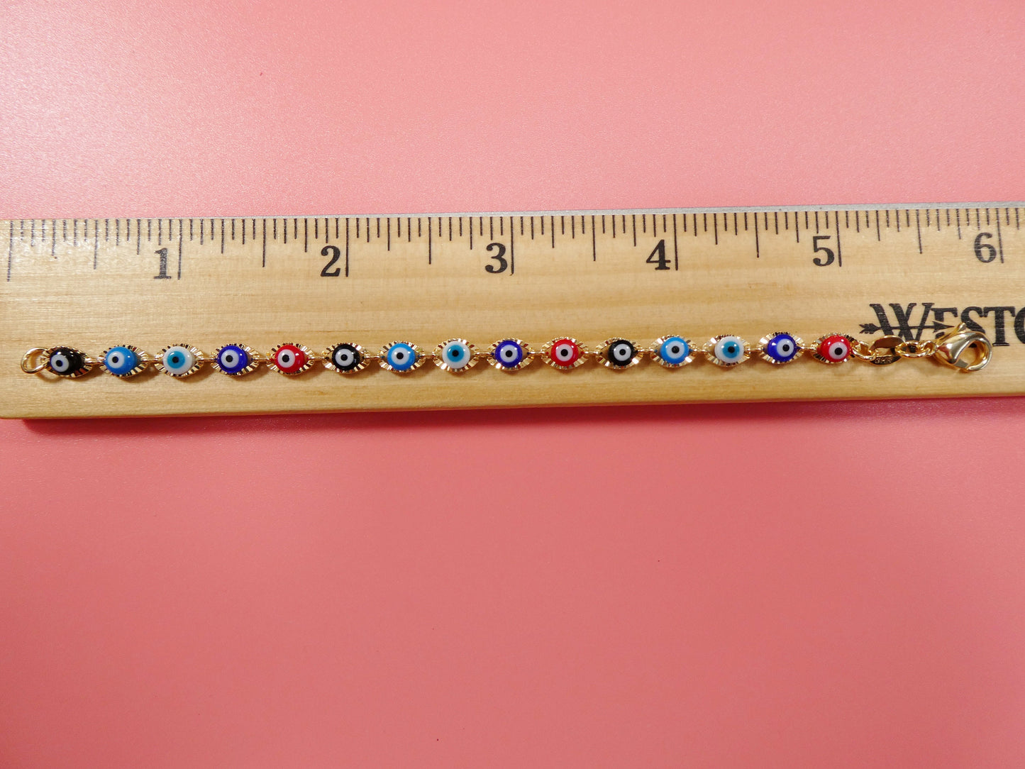 5.5 inch 18k gold filled multi color  EVIL EYE  baby bracelet