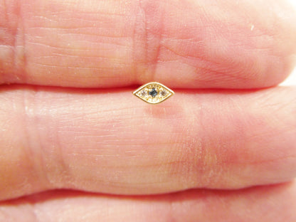 14k Real Solid Yellow Gold Evil Eye Nose Ring