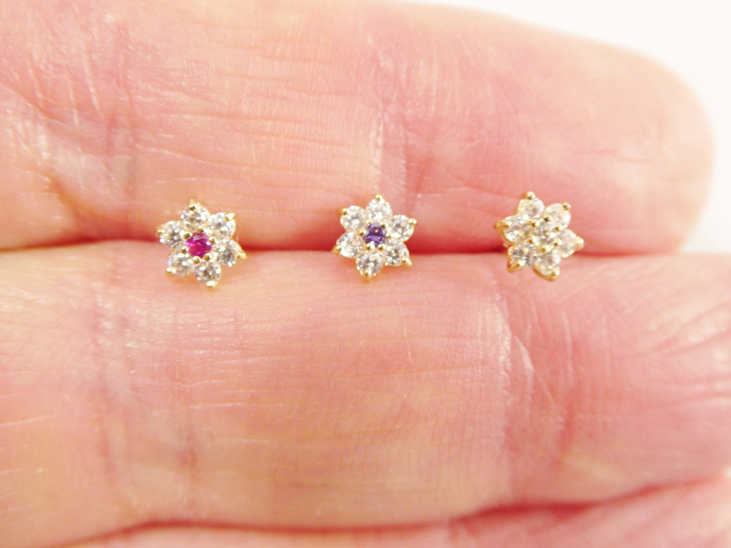 14k real solid yellow gold flower nose rings