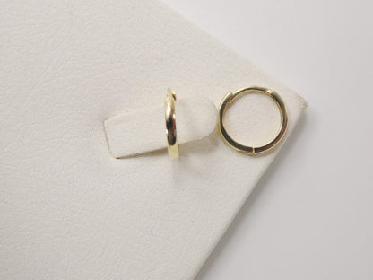 Real 10k Solid Yellow Gold 12mm Plain Hoop Huggie Earrings