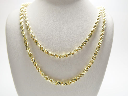 real 10k solid yellow gold rope chain
