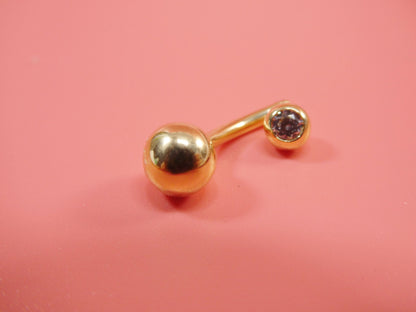 14k Real Solid Yellow Gold High Polish Ball Belly Button Ring Piercing