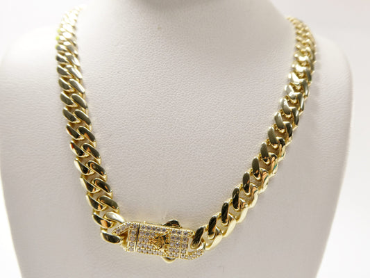 real 10k solid yellow gold 7mm Monaco necklace