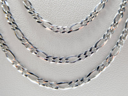 Real 925 Sterling Silver 2.8mm Italian Figaro Solid Chain Lobster Lock Clasp