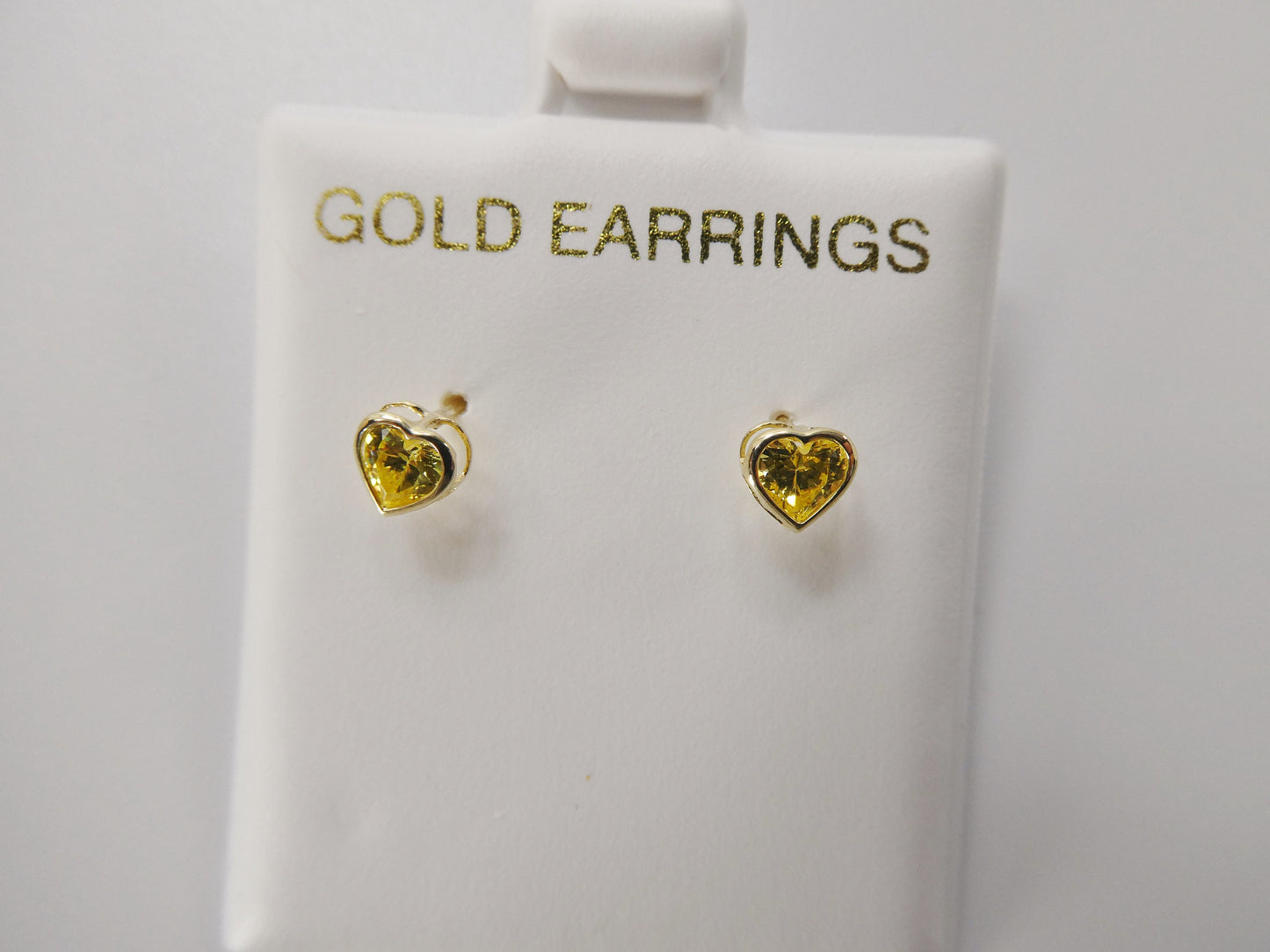 10k real solid yellow gold birthstone screw back children earrings heart bazel shape