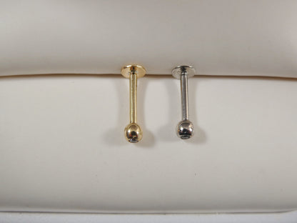 14K Real Solid Yellow Gold Lip Chin Stud Piercing