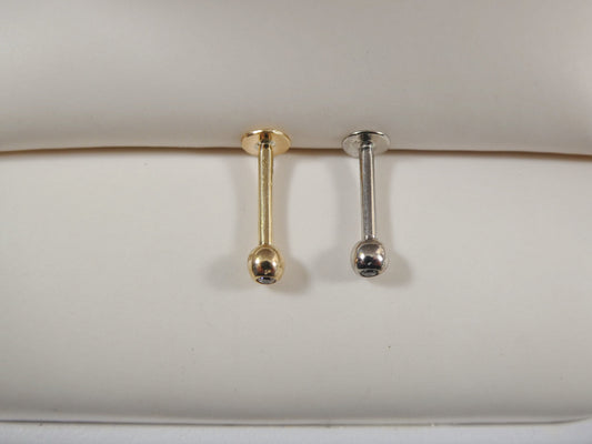 14K real solid yellow gold lip chin stud piercing