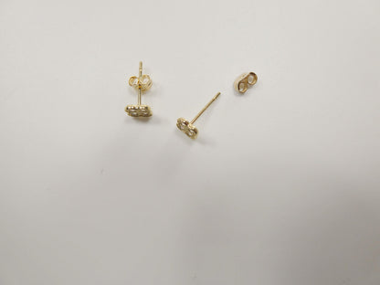Real 10k Solid Yellow Gold Small Flower Push Post Stud Earrings