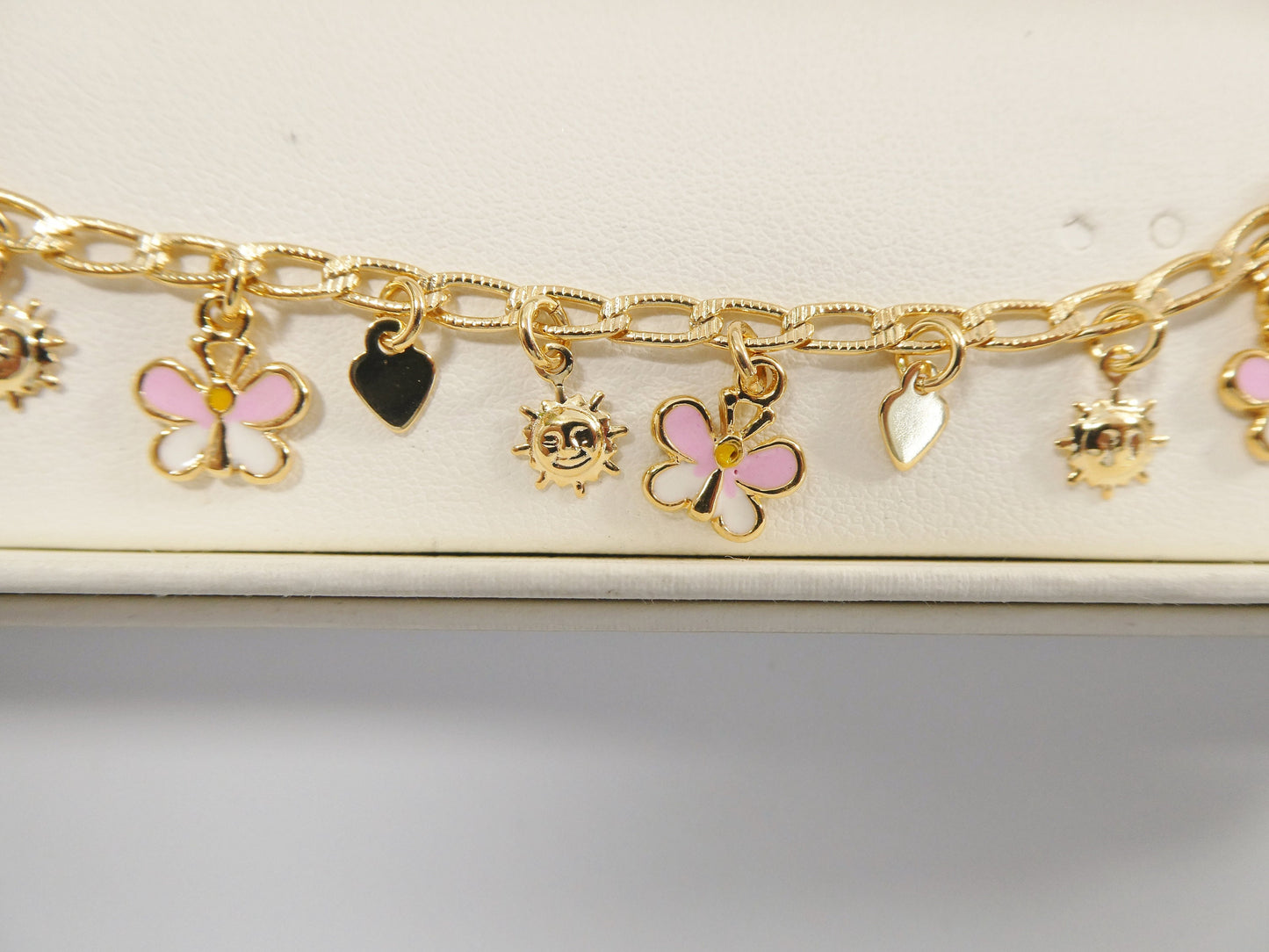 5.5 inch 14k gold filled CURB style butterfly pendent dropping baby bracelet