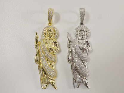 Real 925 Sterling Silver Large St. Jude Medallion Pendent